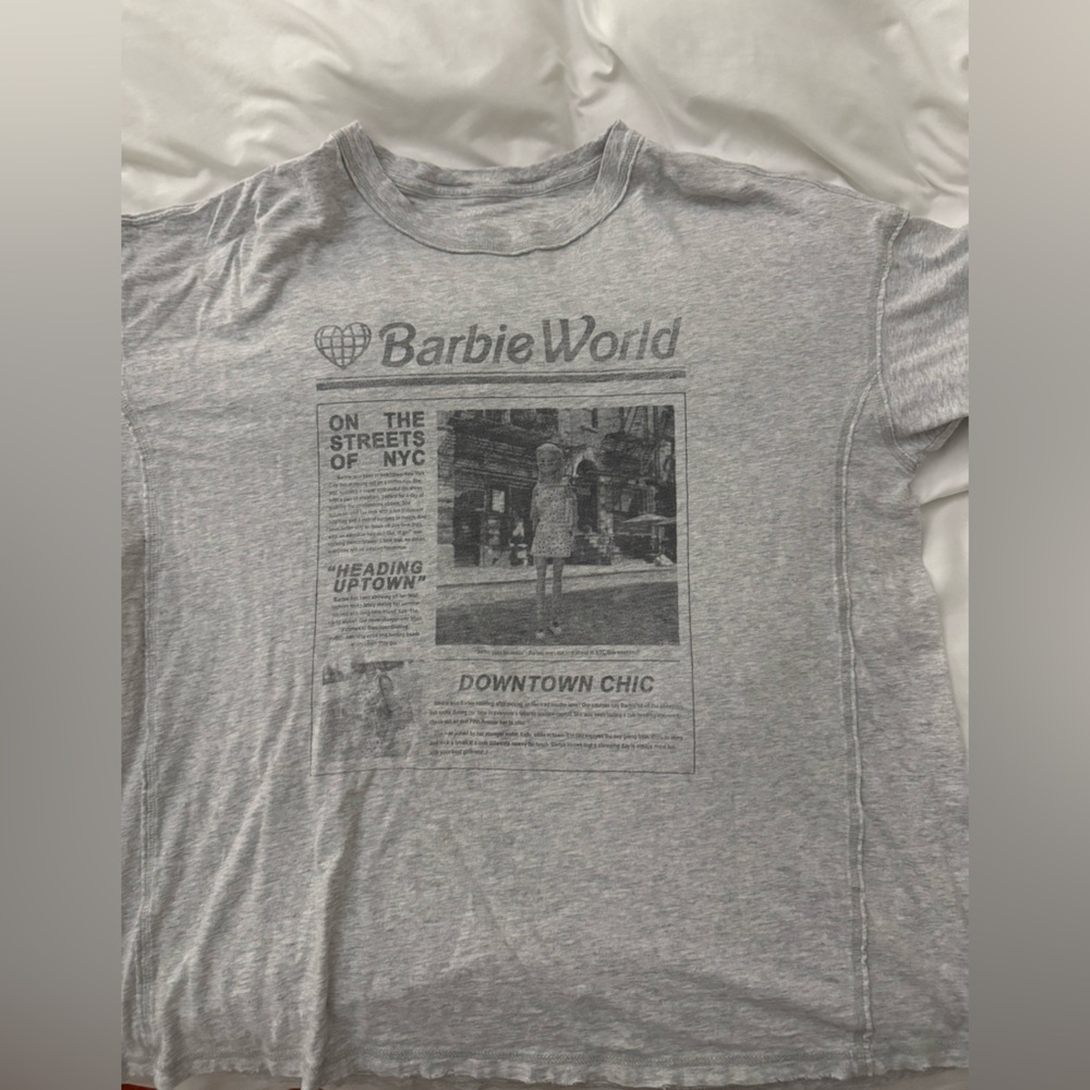 Aerie Light Gray Barbie Graphic Tee